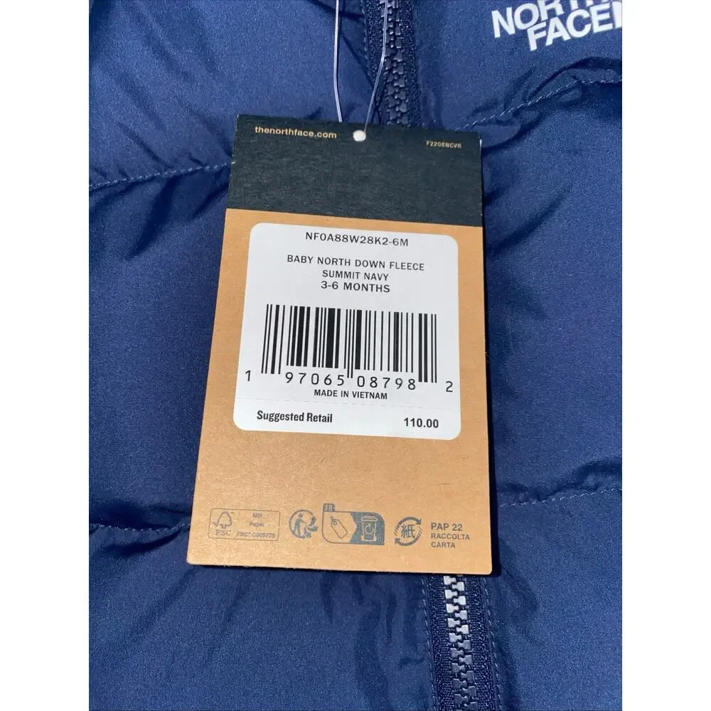 The North Face Baby North Down Fleece Summit Navy Puffer Jacket 3-6M NWT
